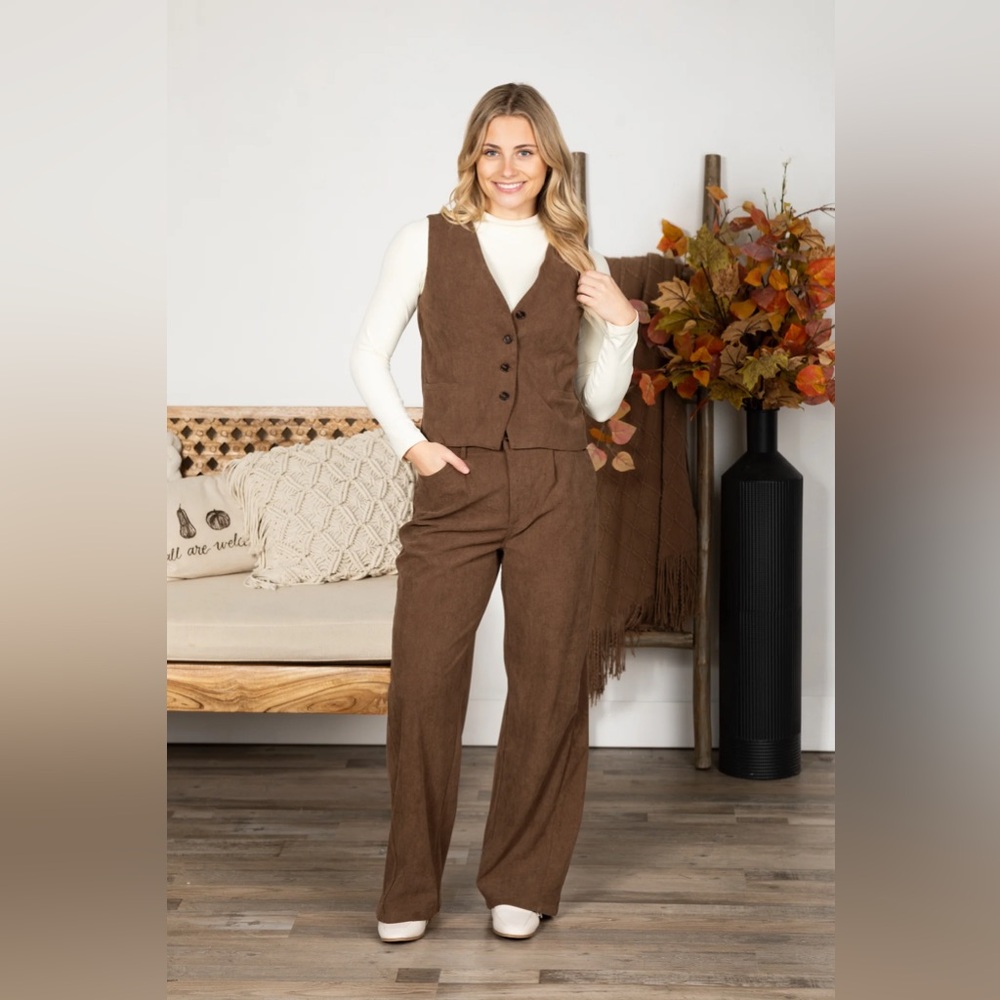 [NWT] DOUBLE ZERO Corduroy Vest and Pants Set. Size Small
